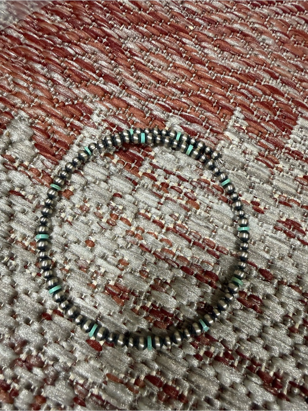 Sterling-style Silver and Turquoise Beaded memory wire choker